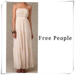 Free People VTG Stargazer Gauze Coastal Maxi Dress in Cream Size S